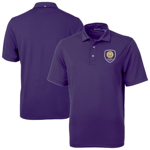Men's-Cutter & Buck Purple Orlando City SC Virtue Eco Pique Recycled Polo