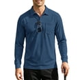 thumbnail image 2 of Hearthz Mens Polo Shirts Soft Breathable Moisture Wicking Long Sleeve Shirts for Men Solid Color Collared Mens Golf Polos with Pocket Navy S, 2 of 10
