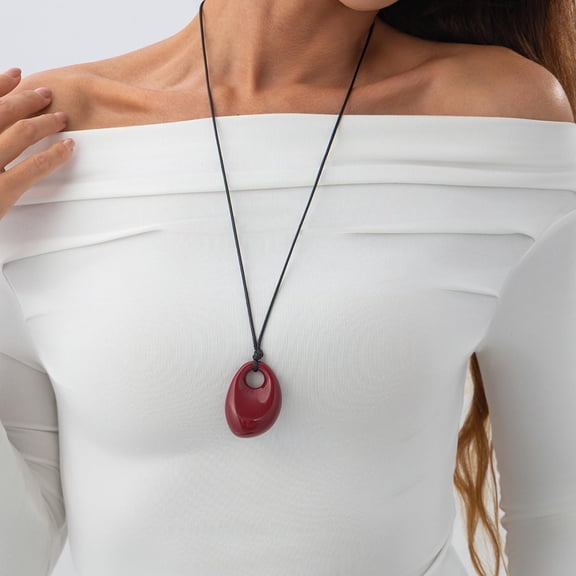 Long Boho Necklace for Women,Western Leather Cord Pendant Necklace with Wooden Disc, Adjustable Vintage Jewelry Gift[o107]