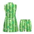 thumbnail image 5 of COEQINE Golf Ball Club Cart and Bag Green Stripes Print Tennis Dress for Women Sleeveless 2 Pieces Exercise Dresses with Built in Shorts and Pockets V-Neck Soft Golf Outfits, XL, 5 of 7