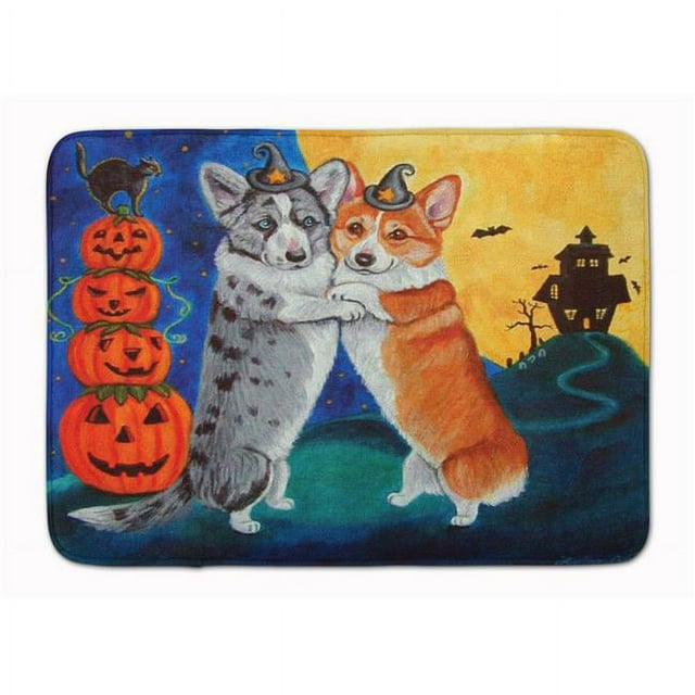 Carolines Treasures 7413RUG Corgi Halloween Scare Machine Washable Memory Foam Mat