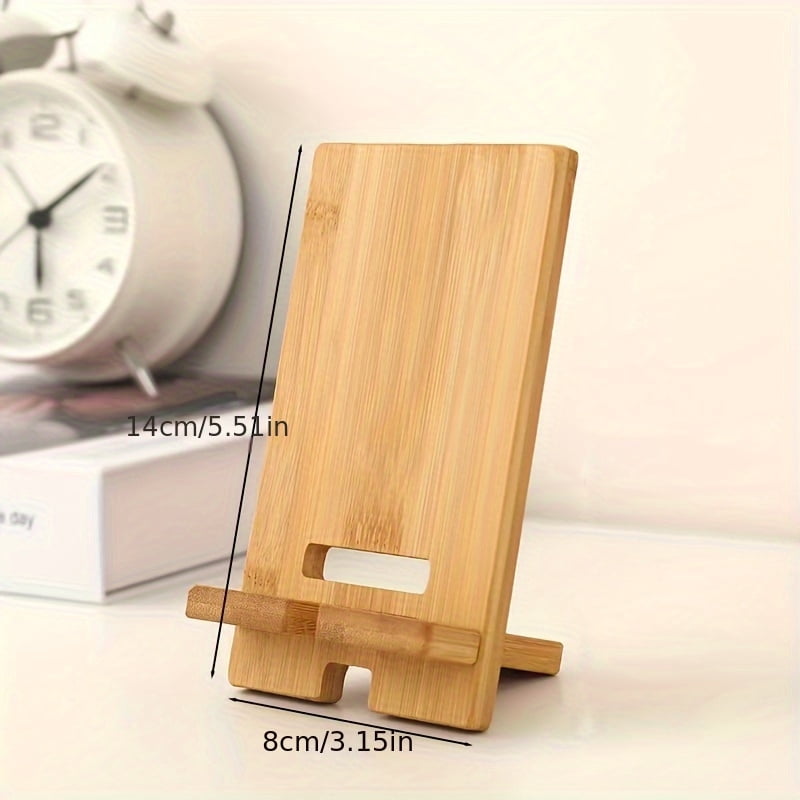 Set of 3 Bamboo Phone Stands - Natural Wooden Desktop Organizer for Smartphones, Tablet Stand and Charging Dock Holder, Eco-Friendly Desk Accessory