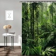 thumbnail image 2 of Orinice Tropical rainforest shower curtain, jungle plants, green forests, leaves, trees, summer, primeval countryside, natural landscape, polyester fabric 36x72, 2 of 7