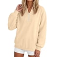 thumbnail image 4 of Womens Sweatshirt Pullover Lightweight Quarter Zip Collar Long Sleeved Loose No Hoodies Sweatshirt, 4 of 7