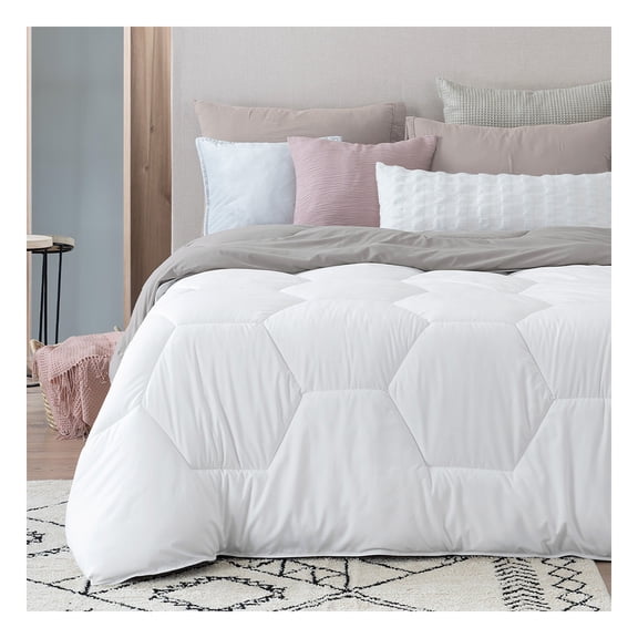 Edredón King Size XL Acolchado Reversible Esquimal Relleno Down, Compatible Con Funda Duvet Blanco/Gris Cálido