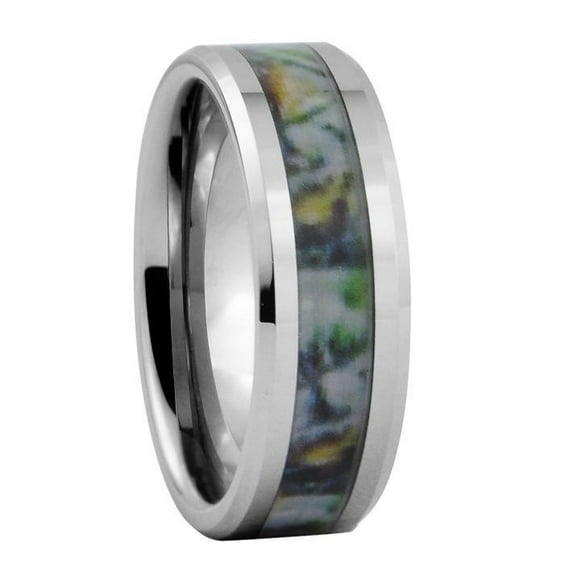 Camo Hunting Camouflage 8mm Tungsten Carbide Wedding Band Ring