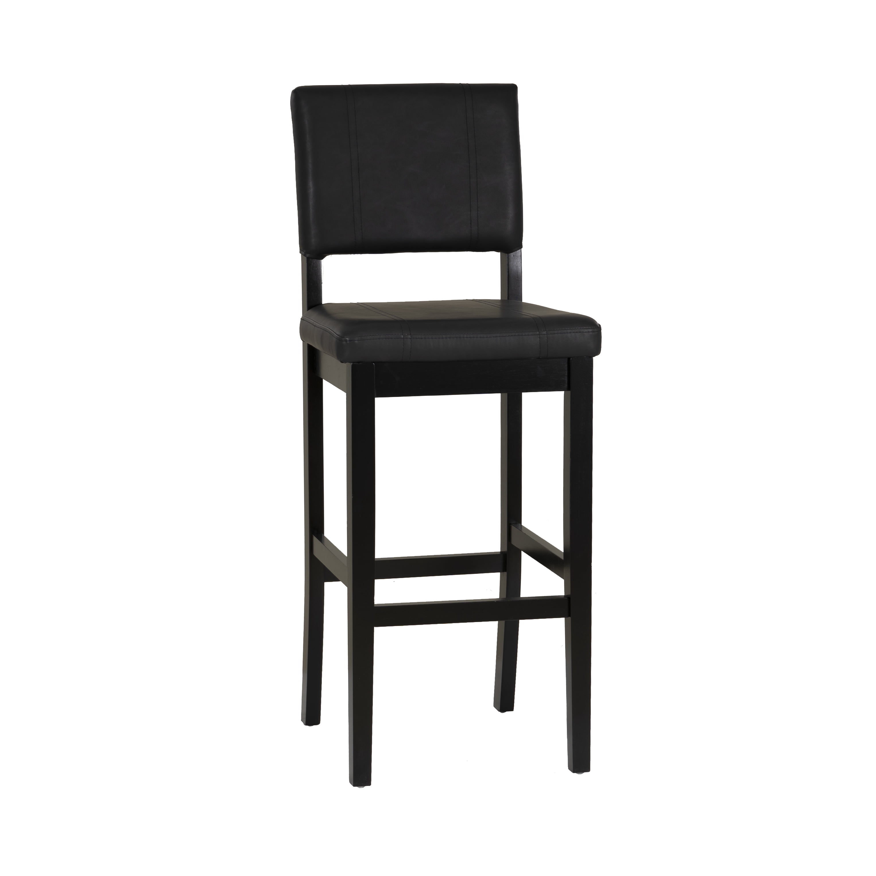 Linon Milano 31" Indoor Padded Mid Back Barstool, Black Faux Leather