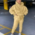 thumbnail image 2 of safuny Women's Workout Sets Daily Outfits 2Pc Tracksuit Elastic Waist Pants Fashion Spring Solid Drawstring Autumn Casual Relaxed Long Sleeve Hooded Sweatshirts Pocket Khaki S, 2 of 5