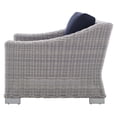 thumbnail image 3 of Lounge Chair Armchair, Sunbrella, Rattan, Wicker, Light Grey Gray Blue Navy, Modern Contemporary Urban Design, Outdoor Patio Balcony Cafe Bistro Garden Furniture Hotel Hospitality, 3 of 9