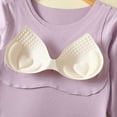 thumbnail image 7 of cfhntfmh Womens Pajamas with Built in Bra Long Sleeve Round Neck Soft Lounge Tees Breathable Comfy Sleepwear（Purple,Large), 7 of 7
