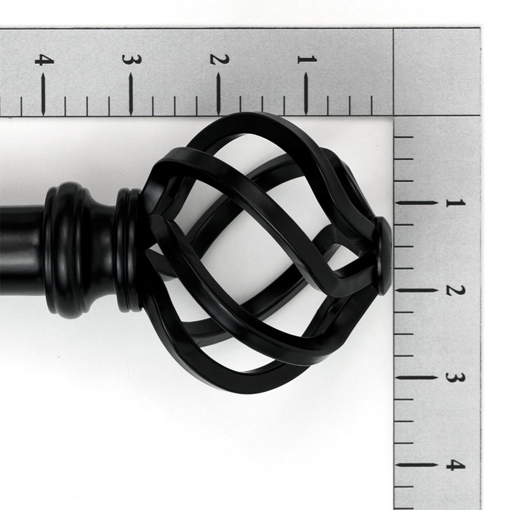 Lumino 1" Black Prima Cage Adjustable Single Curtain Rod Set, 42"-120"