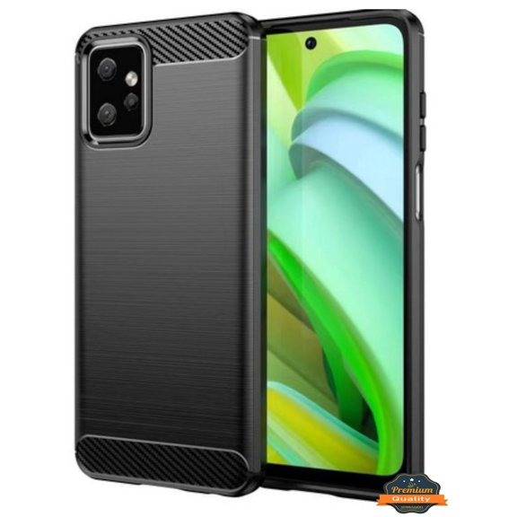 For Motorola Moto G Power 2023 Hybrid Texture Brushed Metal Soft TPU Sillicone Flexible Rubber Slim Shockproof Phone Case Cover by Xpression - Black