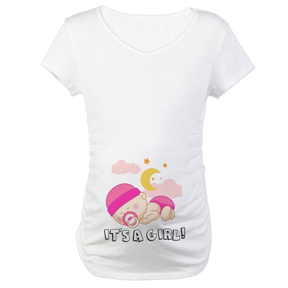 CafePress - It's A Girl! Maternity T Shirt - Cotton Maternity T-shirt, Cute & Funny Pregnancy Tee