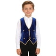 thumbnail image 4 of iiniim Girls Boys Velvet Waistcoat Tailcoat Gothic Steampunk Victorian Tuxedo Jacket Coat Royal Blue 8, 4 of 7