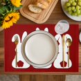 thumbnail image 4 of Easter Bunny Placemats Set of 12, Cute Rabbit Family Vintage Red Abstract Placemats for Dining Table, Place Mats for Kitchen Tabletop, Waterproof Wipeable Dining Table Mats Set, 4 of 9