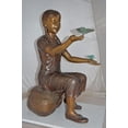 thumbnail image 4 of Nifao Girl Sitting on A Rock Holding Butterflies Bronze Statue – Home Office Decor Sculpture, 26"L x 17"W x 34"H, 4 of 11