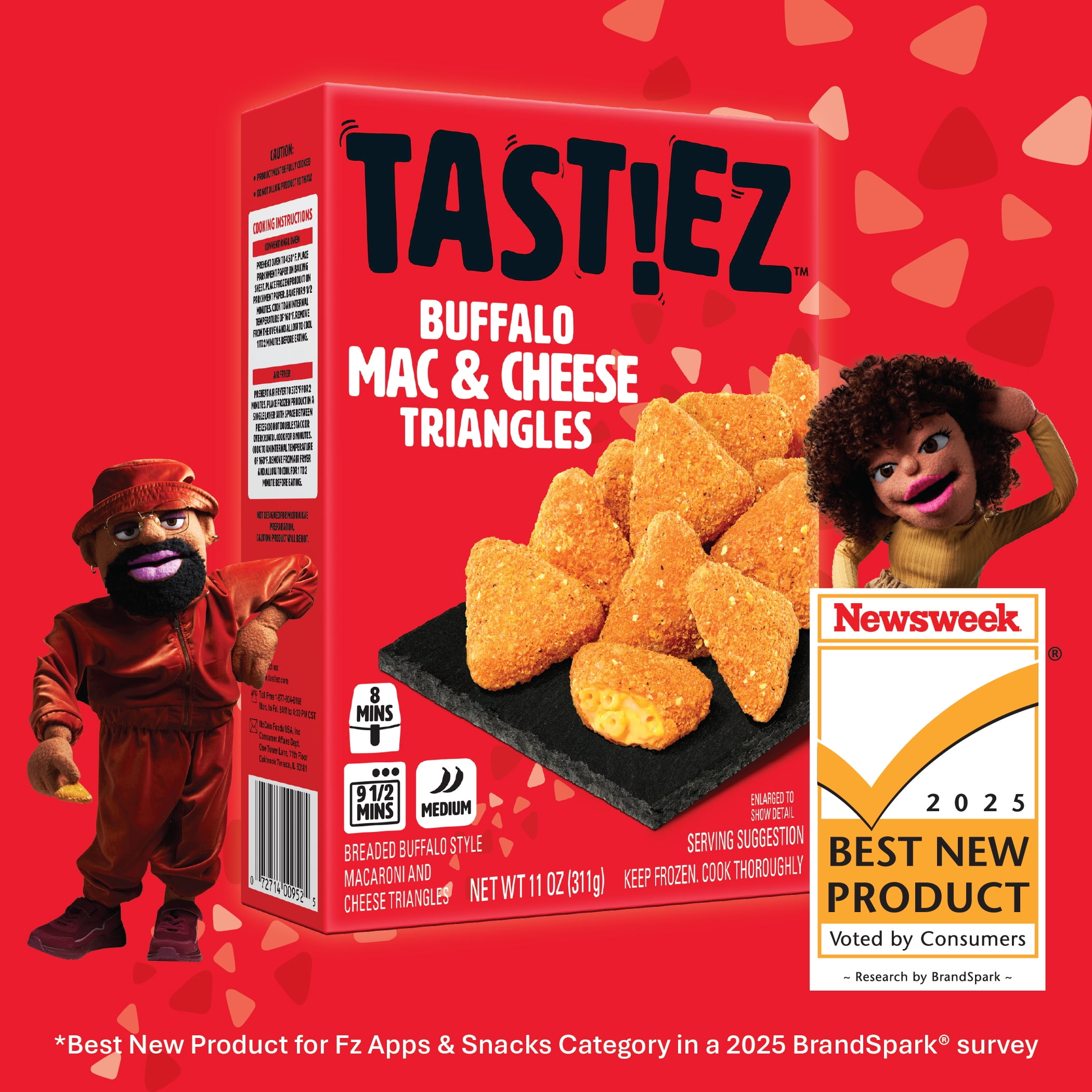 TAST!EZ Breaded Buffalo Mac & Cheese Bites, 11 oz Carton, TASTIEZ Frozen Appetizers