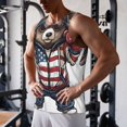 thumbnail image 5 of Fotbe Patriotic Boxing Bear Art Pattern Men's Quick Dry Workout Tank Top Gym Muscle Tee Fitness Bodybuilding Sleeveless T Shirt Breathable Workout Shirt-Small, 5 of 9