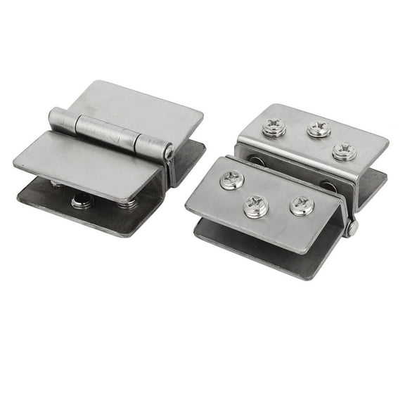 Unique Bargains 8-10mm Thickness Adjustable Glass Door Double Clip Clamp Hinges 2PCS