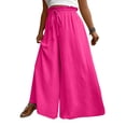 thumbnail image 2 of Plus Size Palazzo Pants Women Flowy Curvy Pants Drawstring Wide Leg Pants Summer Beach Travel Trousers Hot Pink XL, 2 of 4