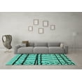 thumbnail image 3 of Ahgly Company Machine Washable Indoor Rectangle Solid Turquoise Blue Modern Area Rugs, 2' x 5', 3 of 4