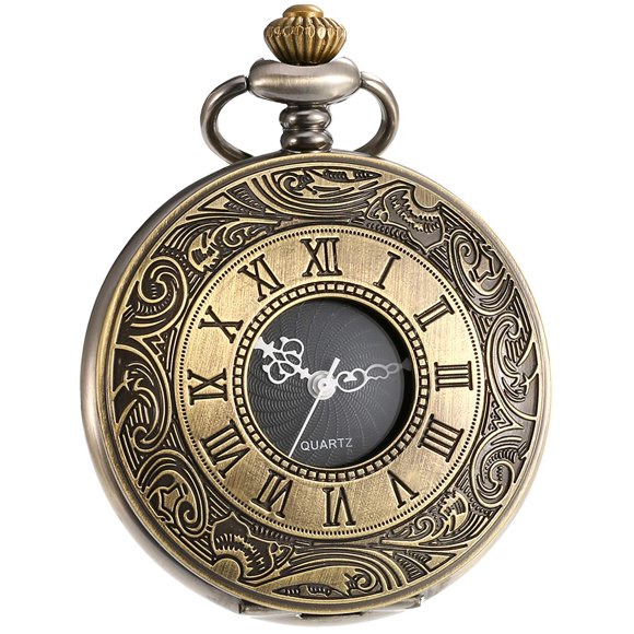 Reloj de bolsillo Mudder de 4,6 cm, bronce, con números romanos