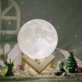 thumbnail image 2 of Lámpara de luna con luz de luna impresa en 3D, luz nocturna para niños, carga USB y control táctil, brillo, lámpara de escritorio lunar blanca cálida y fría (4,7 pulgadas con base de madera), 2 of 5