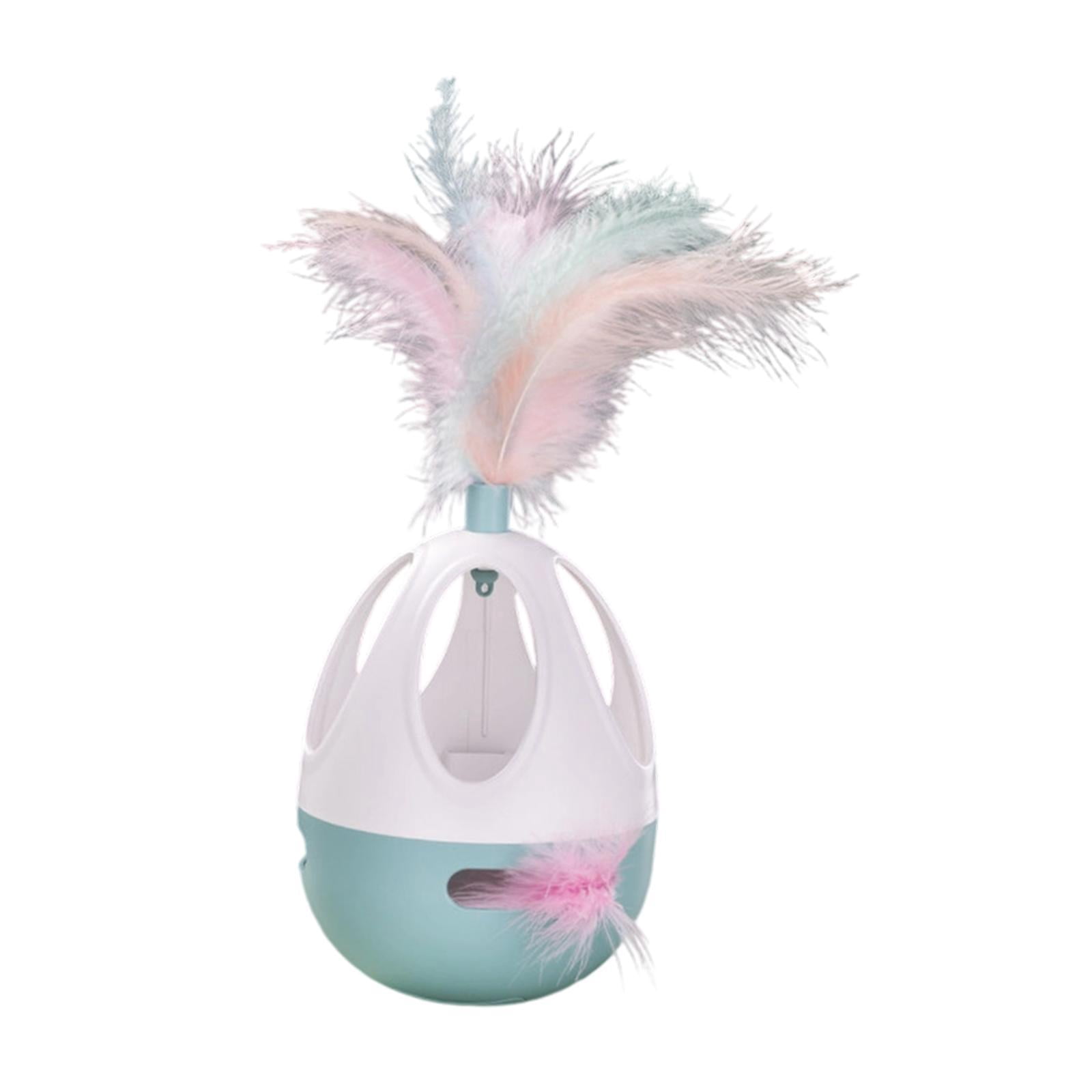 Serenable Cat Exercise Tumbler Interactive Ball Feather Teaser Toy for All Cats Breeds Blue