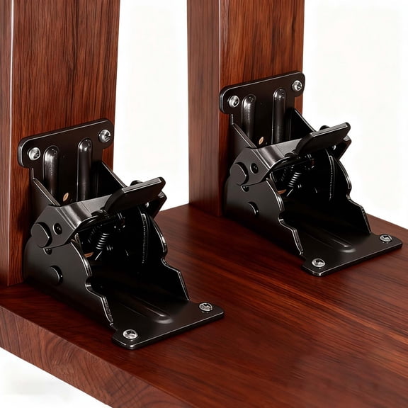 2 Pack Folding Brackets 0°-90°-180°, Heavy-Duty Folding Table Leg Brackets with Self-Locking Hinges, Adjustable Hardware Bracket for Table/Bed/Desk Legs