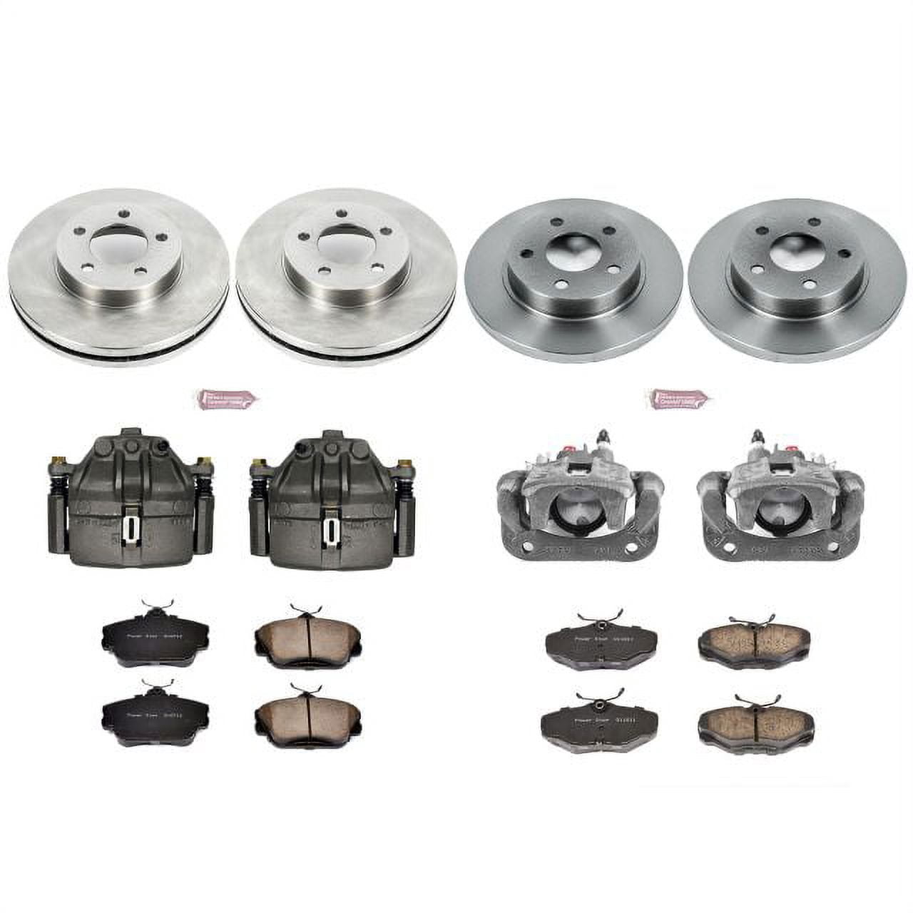 PowerStop Front and Rear Stock Replacement Brake Pad and Rotor Kit with Calipers Fits: FORD Select Models KCOE5447