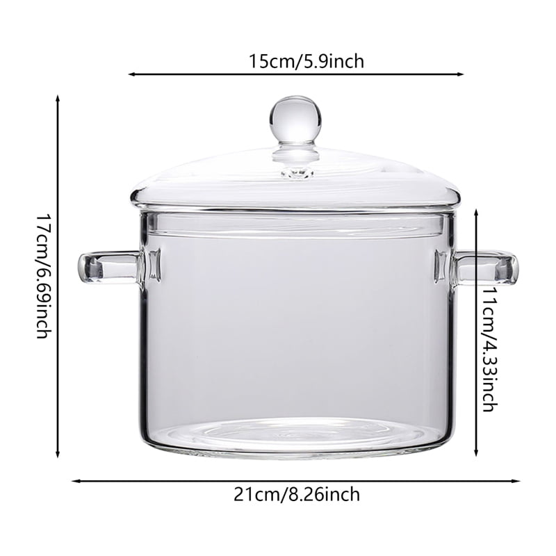 High boron silicate glass instant noodles pot stew pot, transparent double-ear pot, home use open fire electric pottery pot soup pot