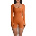 thumbnail image 1 of xiaxaixu Combinaison de Yoga pour Femmes, Manches Longues, Col Carré, Combishort de Gym, 1 of 7