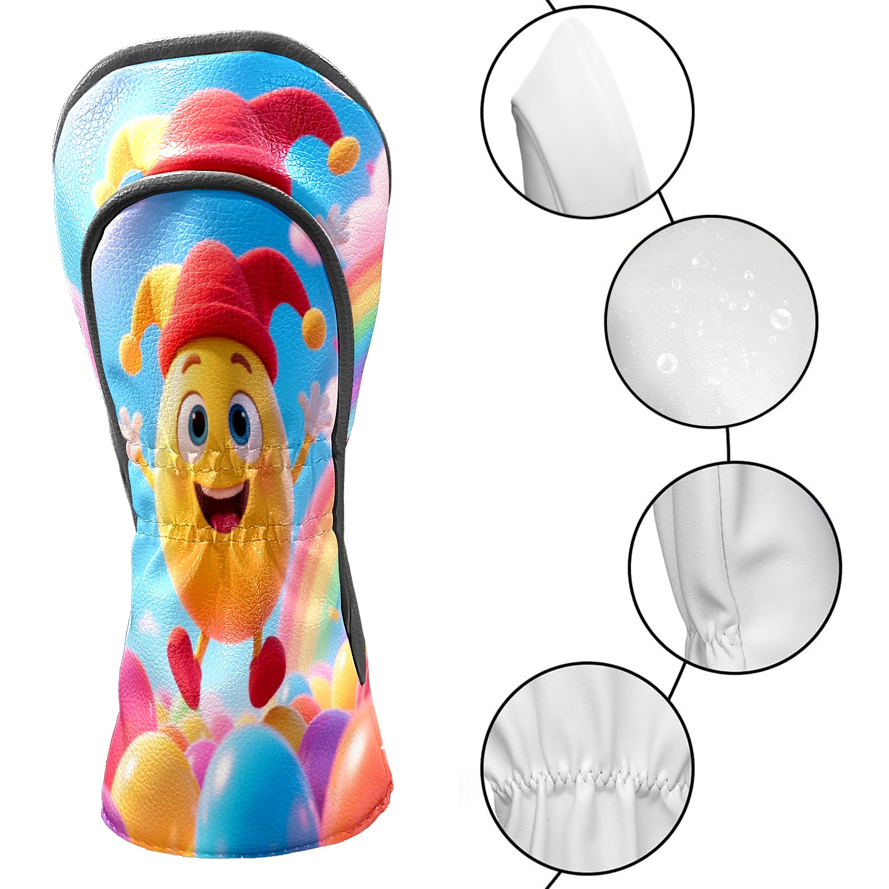 Golf Club Covers, Easter Egg Premium PU Leather Driver Hybrid Putter Head Covers with Velvet Lining, Waterproof Golf Gifts for Men Women