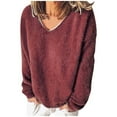 thumbnail image 1 of LSLJS Hauts, T-Shirts et Chemisiers pour Femmes, Chandails à Manches Longues Colorés à Col en V pour Femmes, Décontractés et Élégants, 1 of 3