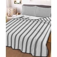 thumbnail image 3 of Quilts Twin-XL Size Bedding Set, Black Striped Lightweight Quilted Comforter, Black White Stripes Farmhouse Soft Reversible Bedspread Coverlet with Pillow Covers for All Season, 68" x 98", 3 of 7