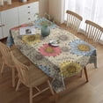 thumbnail image 2 of Beige Colorful Sunflower Pattern Rectangle Tablecloth 60"x84",Waterproof Polyester Rectangle Table Cloth, Wipeable Spillproof Polyester Tablecloth for Dining, Camping, Indoor and Outdoor, 2 of 5