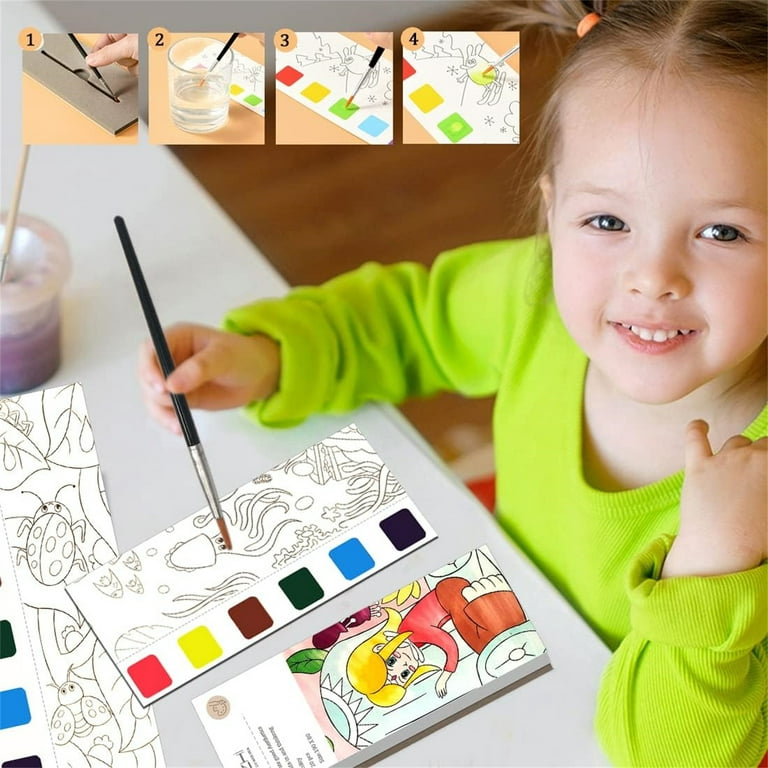 Paint with Water Books for Kids Ages 4-8,Pocket Watercolor Painting Book Kit  for Toddlers,Kids Water Color Paint Set Art Crafts,Mini Travel Water  Coloring Book,Gifts for Girls Boys 