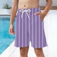 thumbnail image 5 of Boys Gym Shorts, Striped Athletic Running Play Shorts for Kids with Elastic Waist & Side Pockets, Purple, Polyester Spandex, Sizes 4T-14,Size 10-11T, 5 of 8
