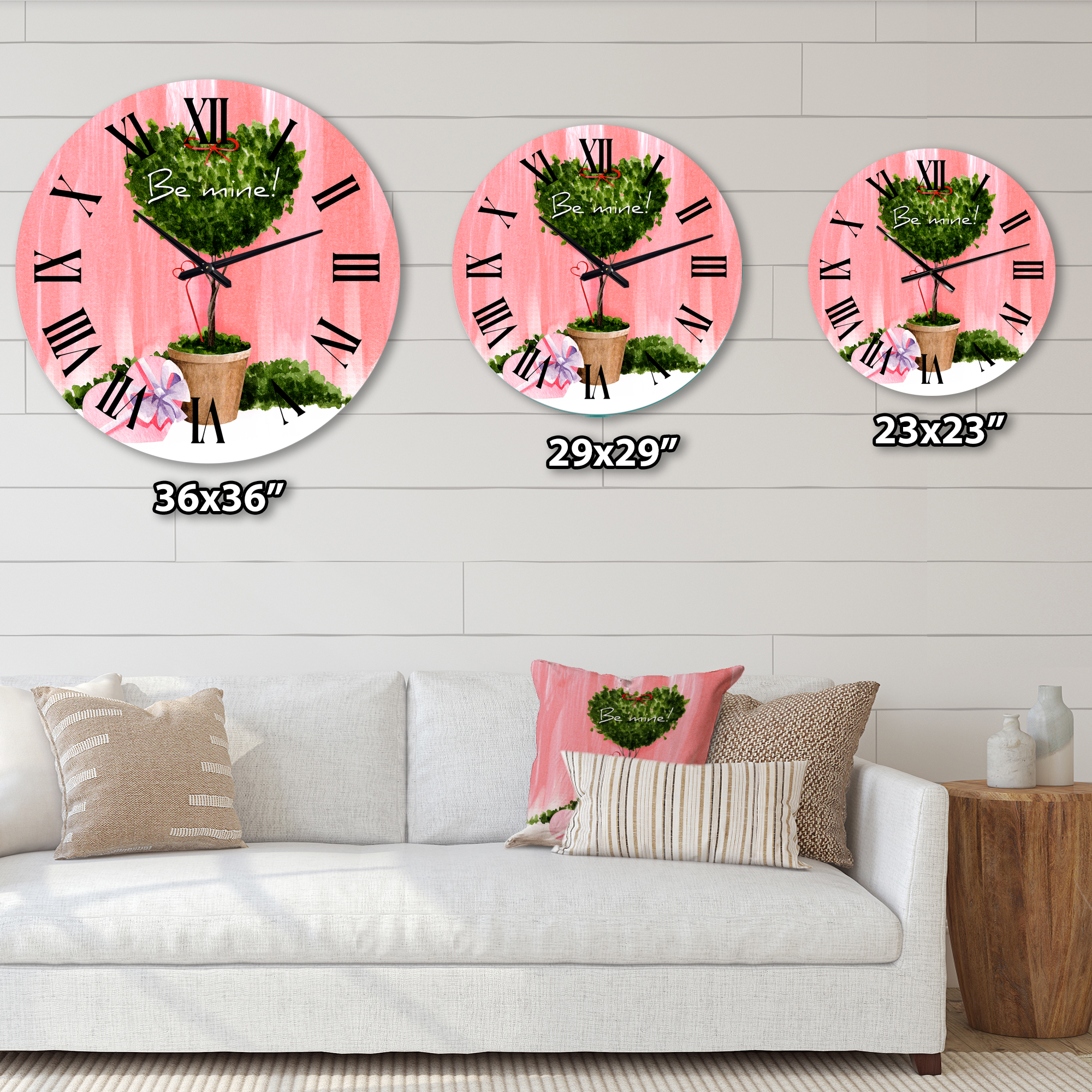 Designart 'Heart Shaped Valentine House Plant' Farmhouse Wall Clock