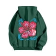 thumbnail image 5 of Arlun Womens Cute Pink Flower Hoodies Preppy Hawaiian Graphic Long Sleeve Drawstring Sweatshirts Y2k Loose Comfort Casual Fall Winter Pullover Tops with Pocket 1-Green XXL, 5 of 6