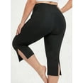 thumbnail image 5 of FlorCurve Plus Size Capri Leggings for WomenTummy Control Cropped Pants Stretch Yoga Leggings, Black 4XL, 5 of 7