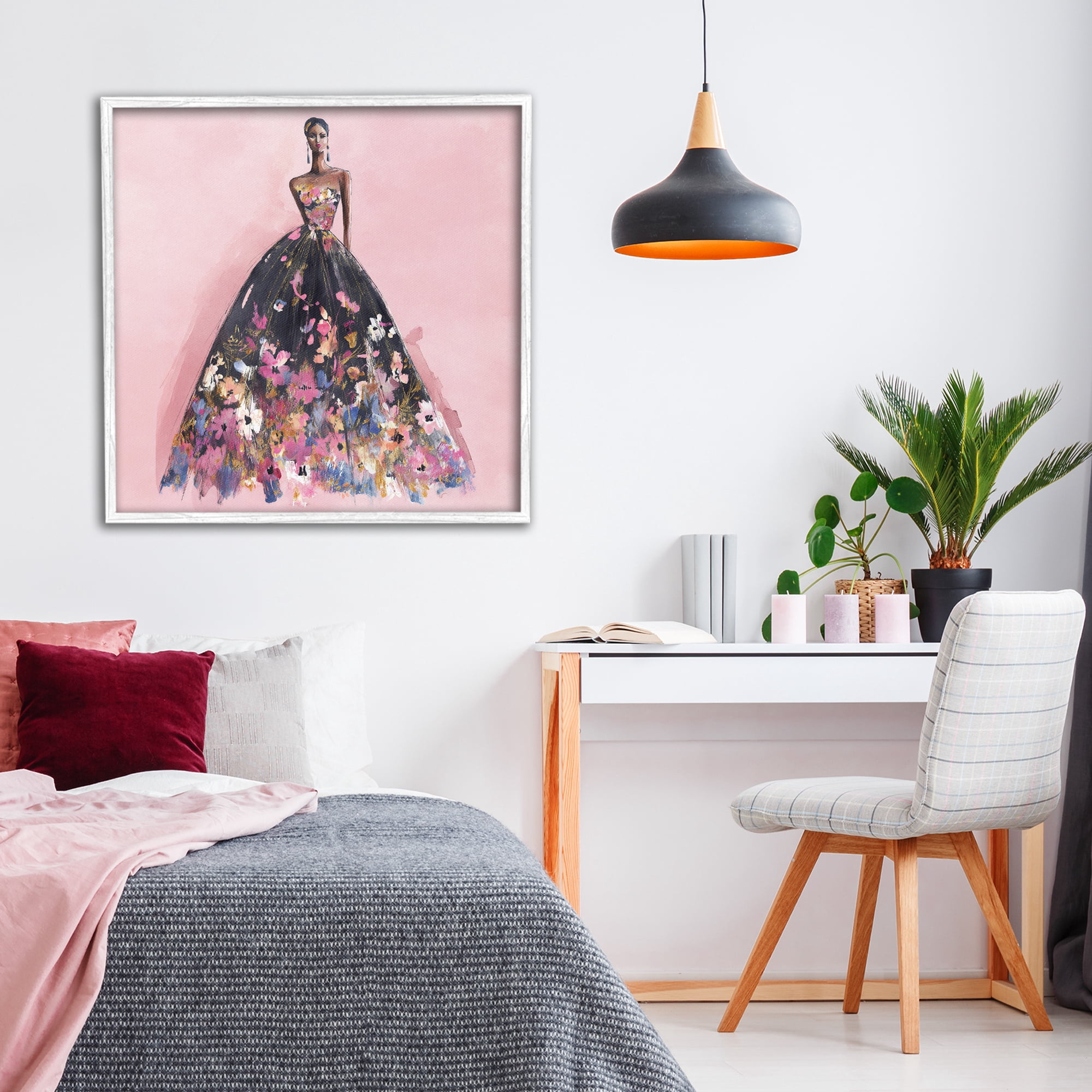 Stupell Industries Floral Reverie Gown White Framed Giclee Art, design by Svetlana Aleynikova