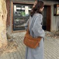 thumbnail image 3 of HUISZJ Faux Suede Crossbody Bag, Retro Dumpling Bag, Large Capacity Crossbody Bag for Women Work Travel Commute (Dark Brown), 3 of 8