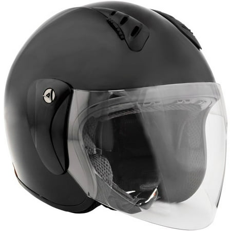 Fuel Helmets, SH-WS0016, Open-Face Helmet With Shield, Matte Black,