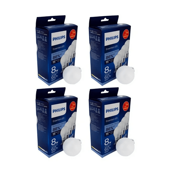 Paquete de 16 focos LED Philips ahorrador 8W 60W A19 E27