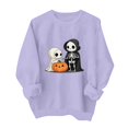 thumbnail image 2 of Hurxie Women's Halloween Skull Graphic Sweatshirt Skleton Crewneck Outfits,Casual Long Sleeve Hoodie Party Sweatshirt, 2 of 5