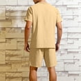 thumbnail image 2 of ZUKMRJPC Mens Short Sets 2 Piece Outfits V Neck Button Up T-Shirts and Shorts Solid Color Casual Lightweight Summer Tracksuit Sets, 2 of 7