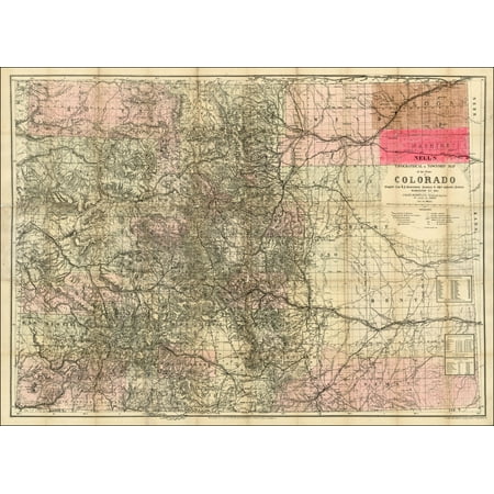 LAMINATED POSTER Nell's New Topographical & Township Map of the State of Colorado Compiled from U.S. Government Surveys & other authentic Sources . . . POSTER PRINT 24 x