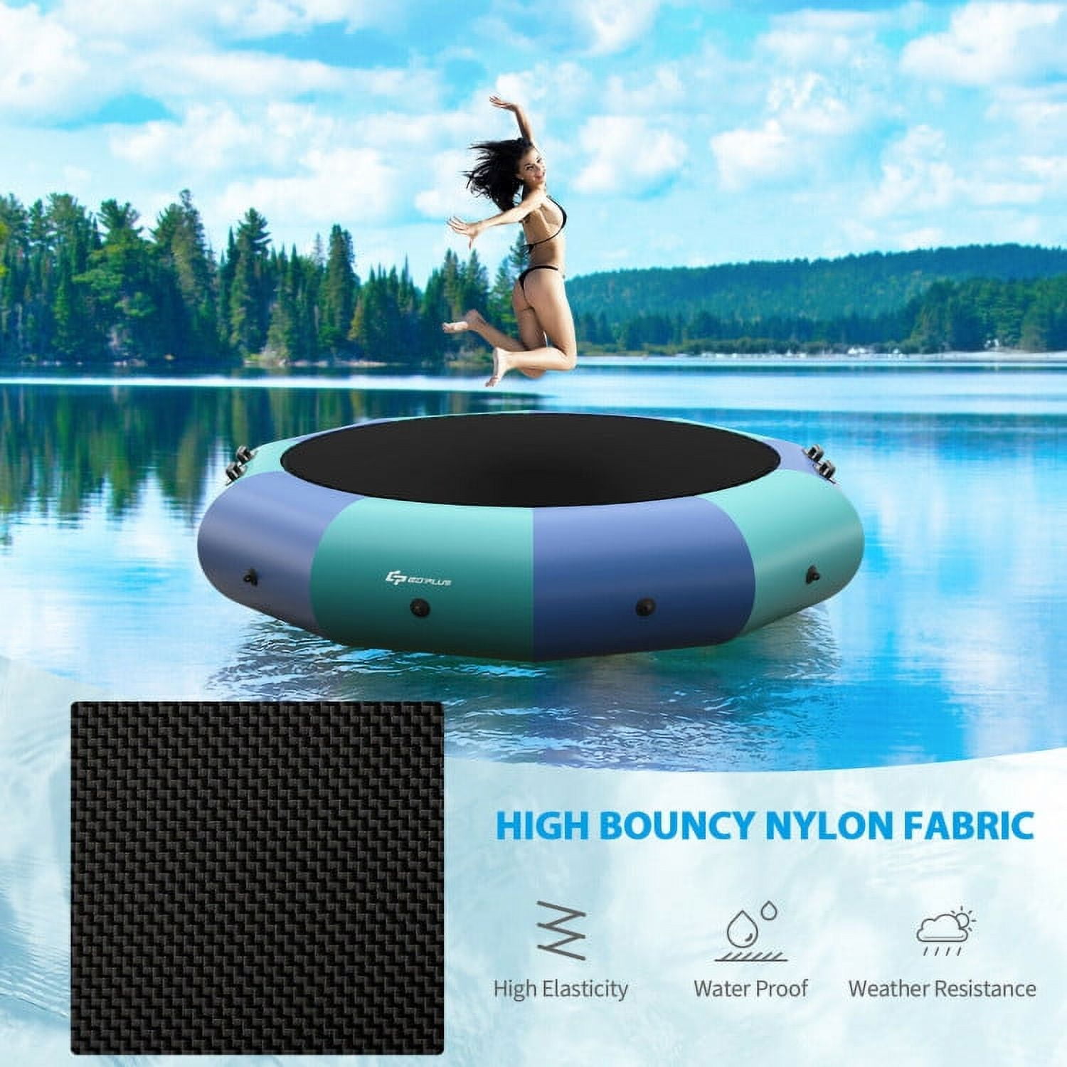 Aimee Lii 12 Feet Inflatable Splash Padded Water Bouncer Trampoline, Outdoor Kids Trampoline, Blue Aimee Lii 12 Feet Inflatable Splash Padded Water Bouncer Trampoline, Outdoor Kids Trampoline, Blue