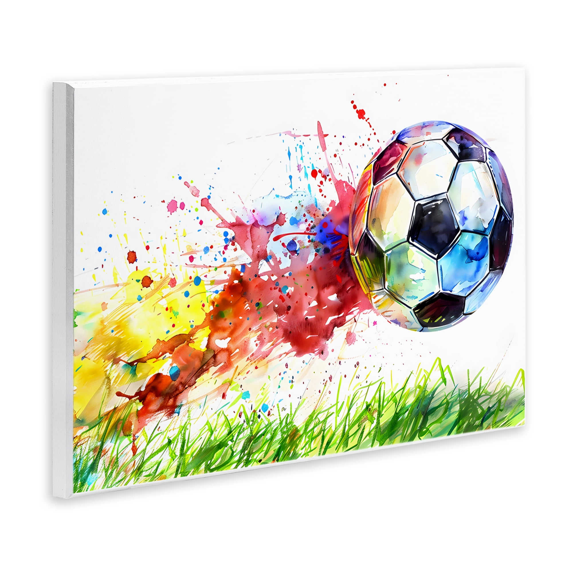 Stupell Industries Watercolor Soccer Ball in Motion Wall Plaque Art, design by Creative Studio